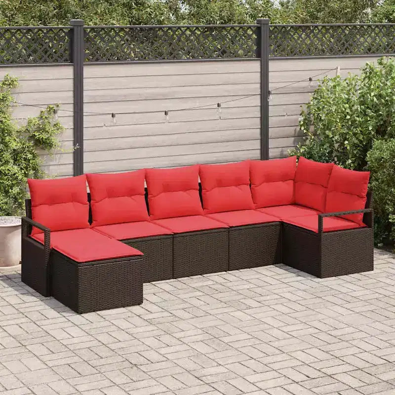 vidaXL Salon de jardin 7 pcs Marron Résine tressée