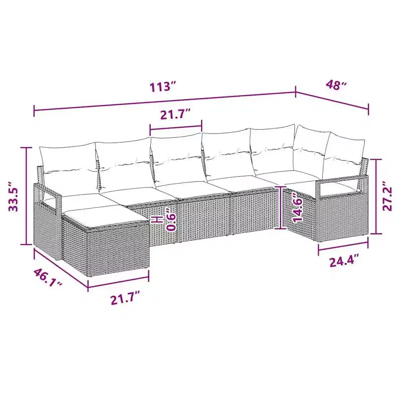 vidaXL Salon de jardin 7 pcs Marron Résine tressée