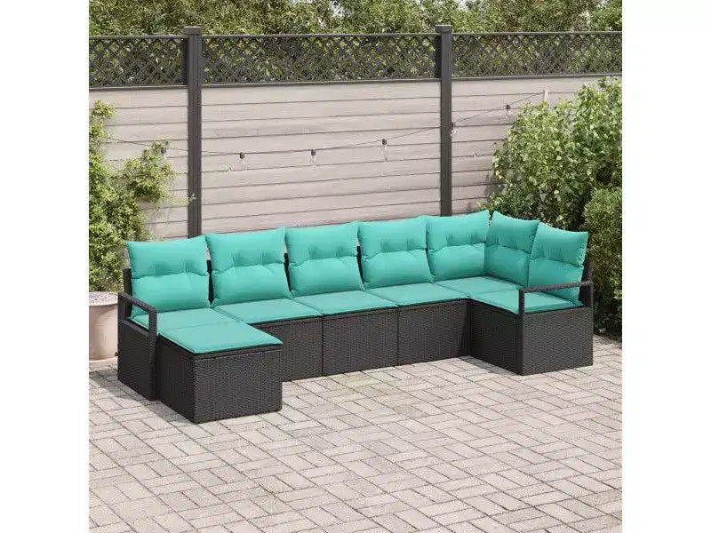 vidaXL Salon de jardin 7 pcs Marron Résine tressée