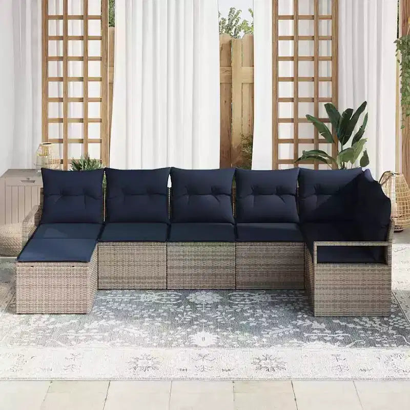 vidaXL Salon de jardin 7 pcs Marron Résine tressée