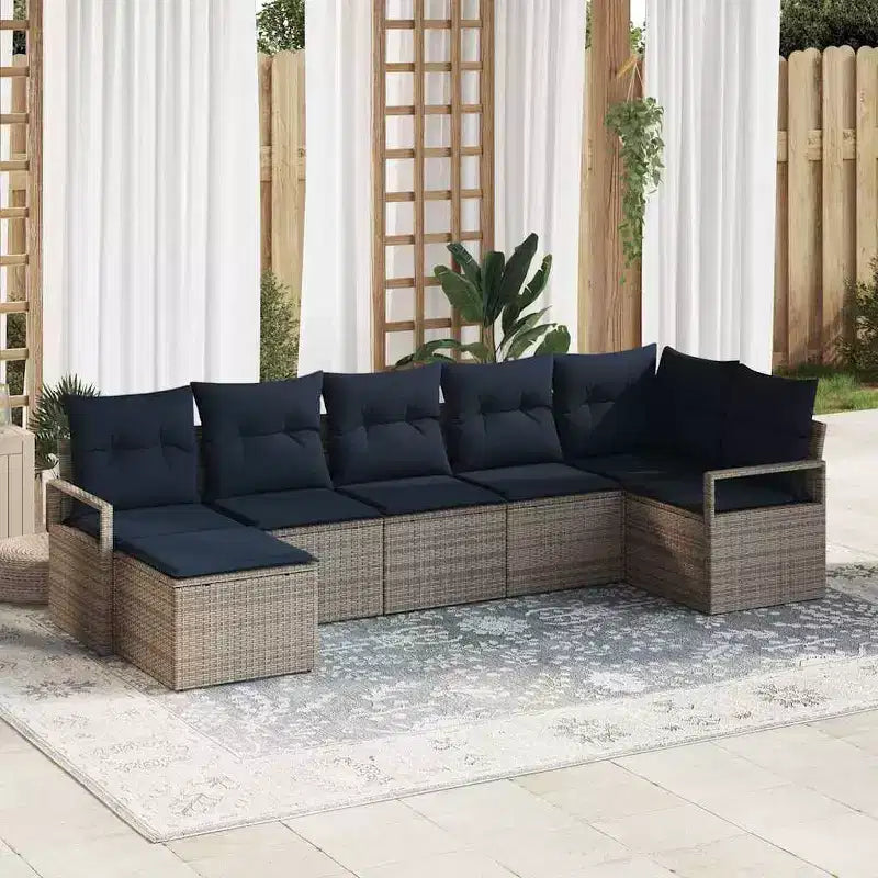 vidaXL Salon de jardin 7 pcs Marron Résine tressée