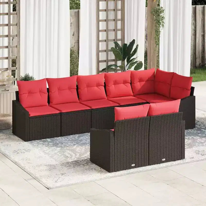 vidaXL Salon de jardin 8 pcs Marron résine tressée