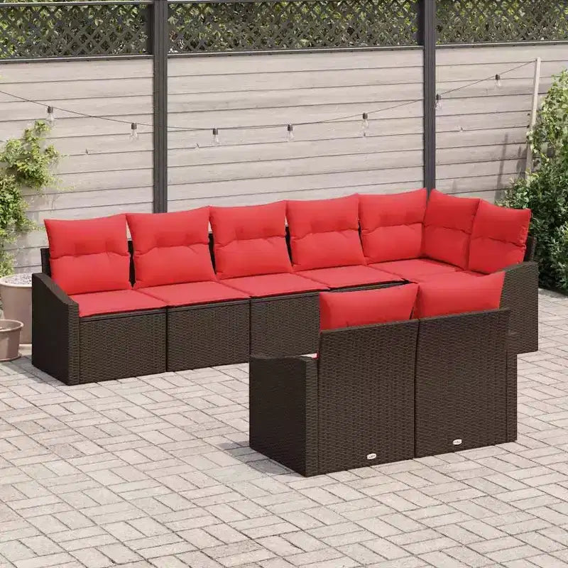 vidaXL Salon de jardin 8 pcs Marron résine tressée