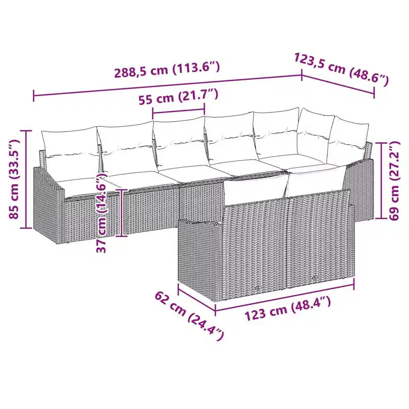 vidaXL Salon de jardin 8 pcs Marron résine tressée