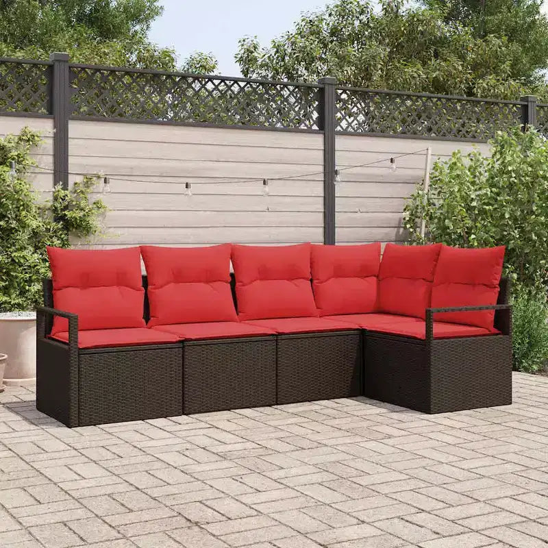 vidaXL Salon de jardin 5 pcs Marron Résine tressée