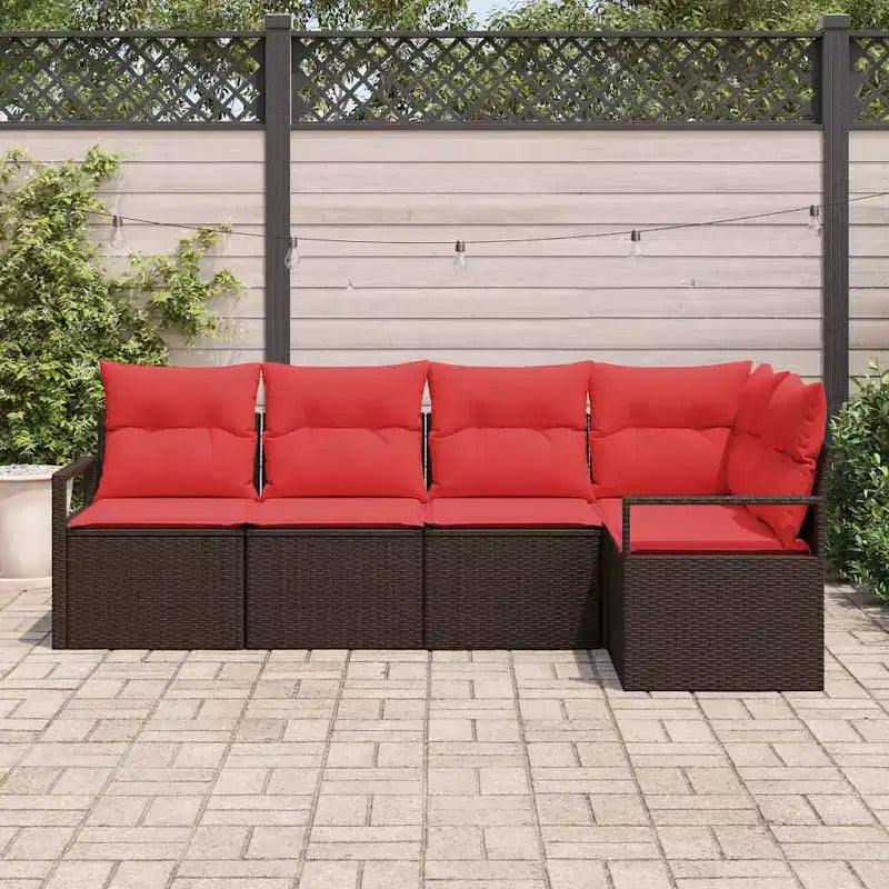 vidaXL Salon de jardin 5 pcs Marron Résine tressée