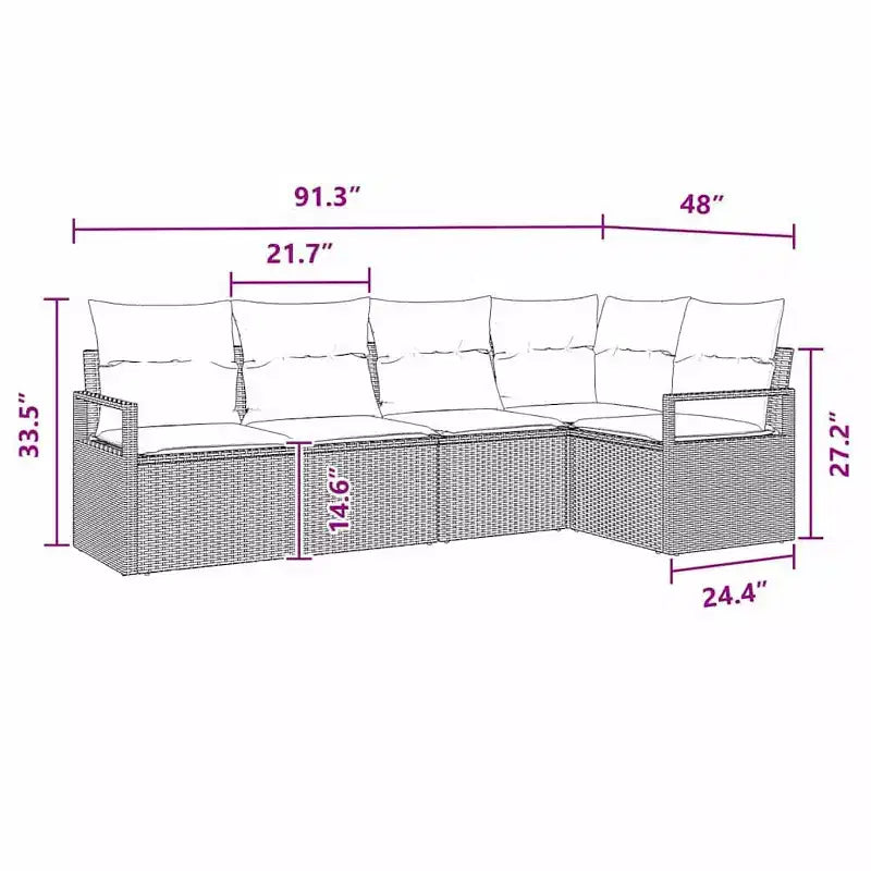 vidaXL Salon de jardin 5 pcs Marron Résine tressée