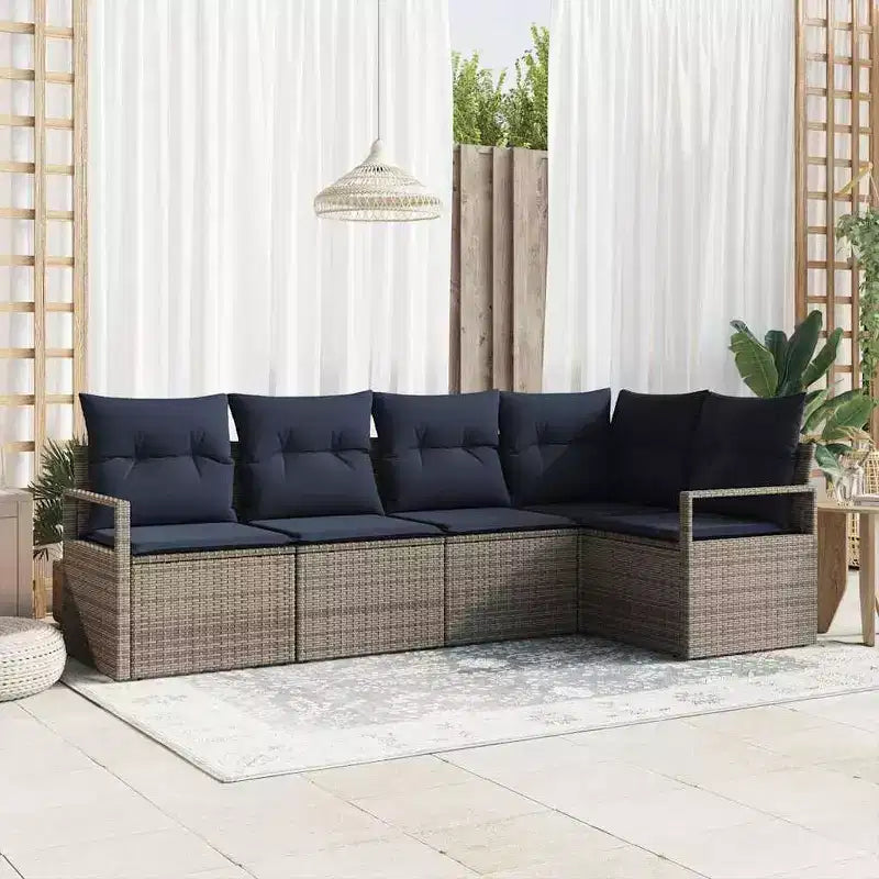 vidaXL Salon de jardin 5 pcs Marron Résine tressée