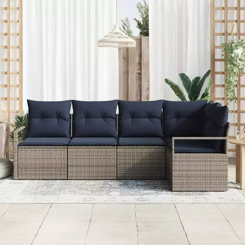 vidaXL Salon de jardin 5 pcs Marron Résine tressée