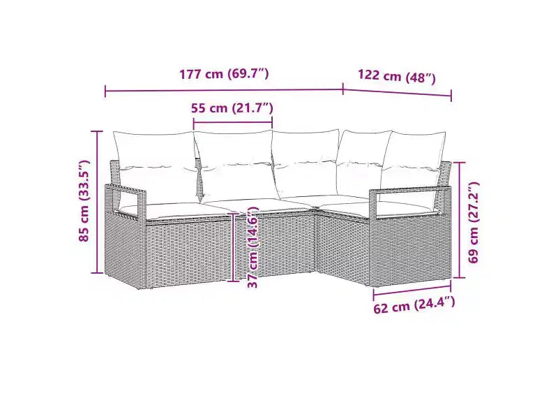 vidaXL Salon de jardin 5 pcs Marron Résine tressée