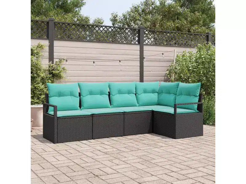 vidaXL Salon de jardin 5 pcs Marron Résine tressée