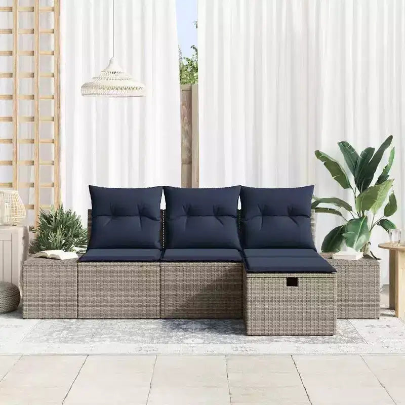 vidaXL Salon de jardin avec coussins 4 pcs Résine tressée marron