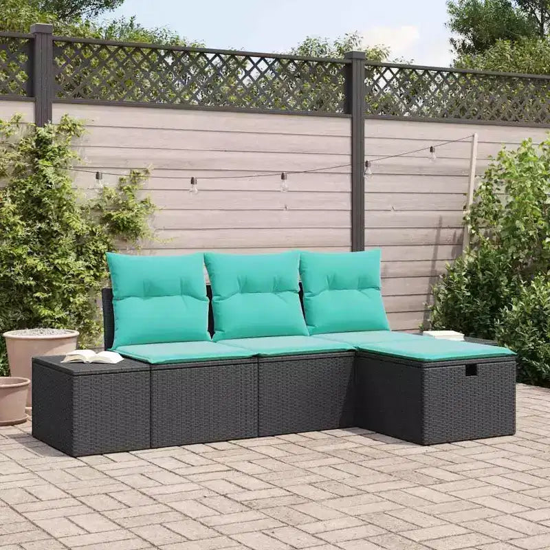 vidaXL Salon de jardin avec coussins 4 pcs Résine tressée marron