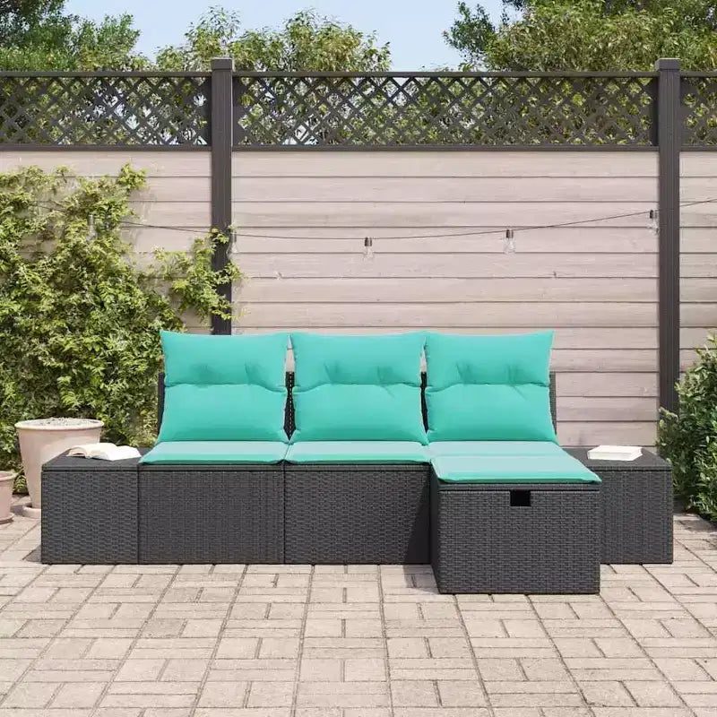 vidaXL Salon de jardin avec coussins 4 pcs Résine tressée marron