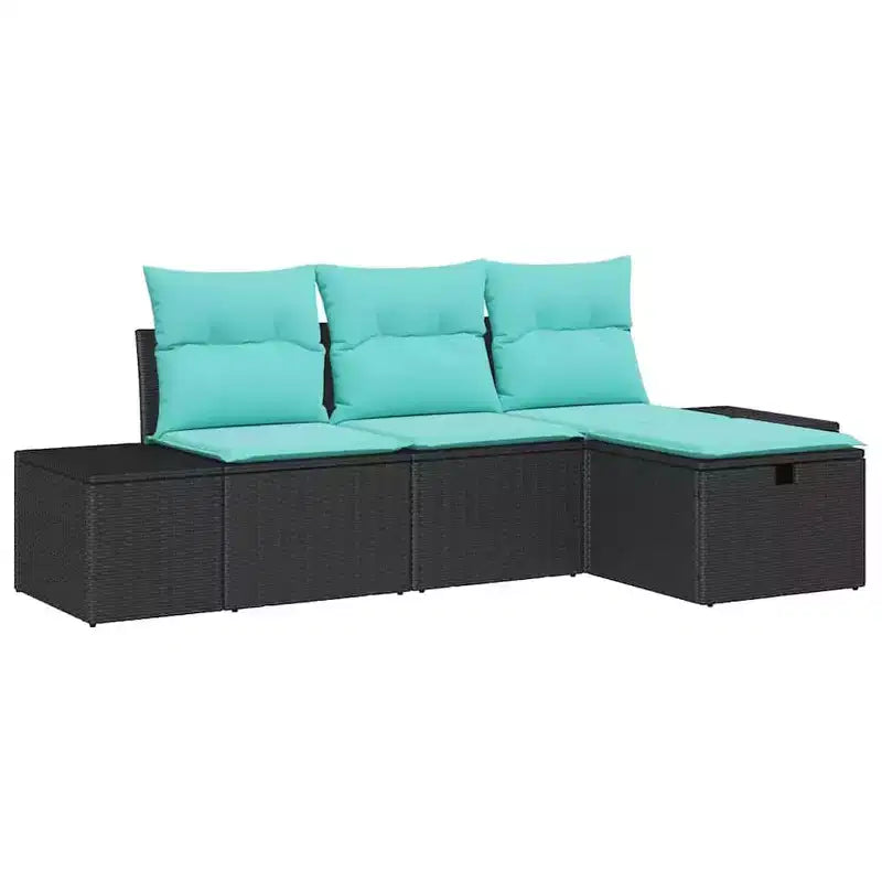 vidaXL Salon de jardin avec coussins 4 pcs Résine tressée marron