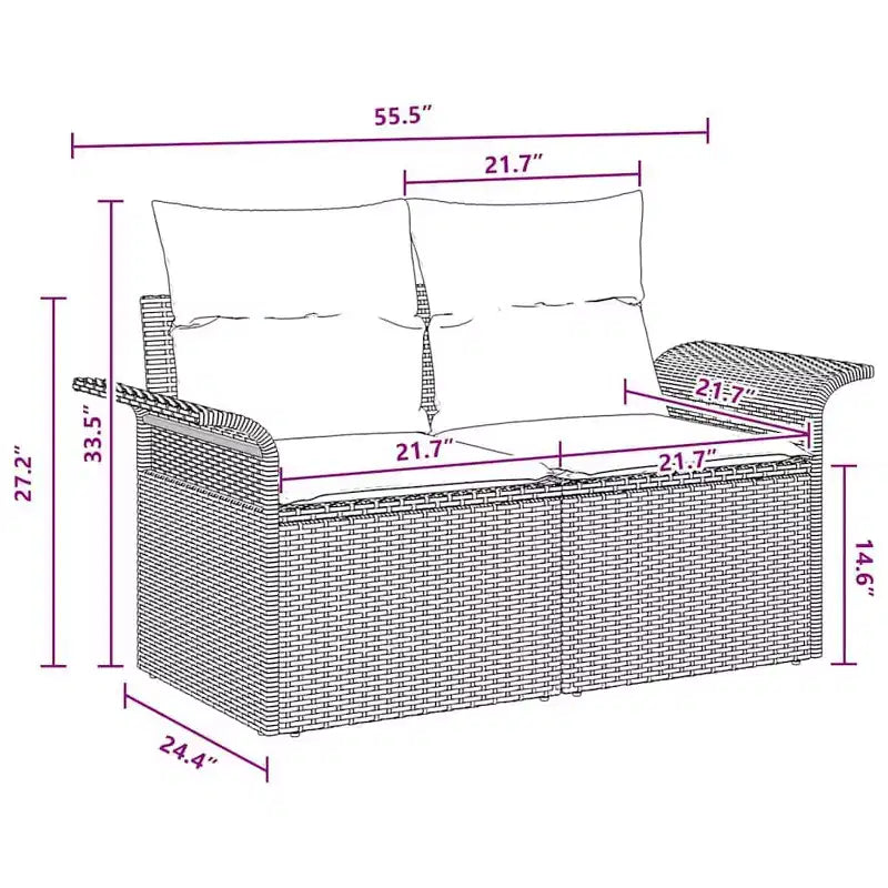 vidaXL Salon de jardin 4 pcs Marron et rouge 196 x 117 x 85 cm