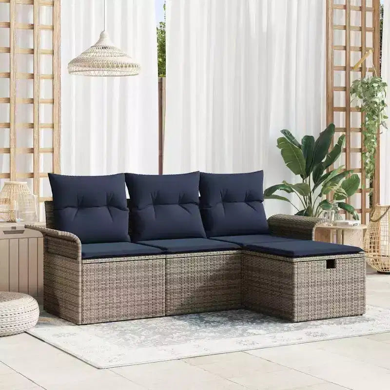 vidaXL Salon de jardin 4 pcs Marron et rouge 196 x 117 x 85 cm