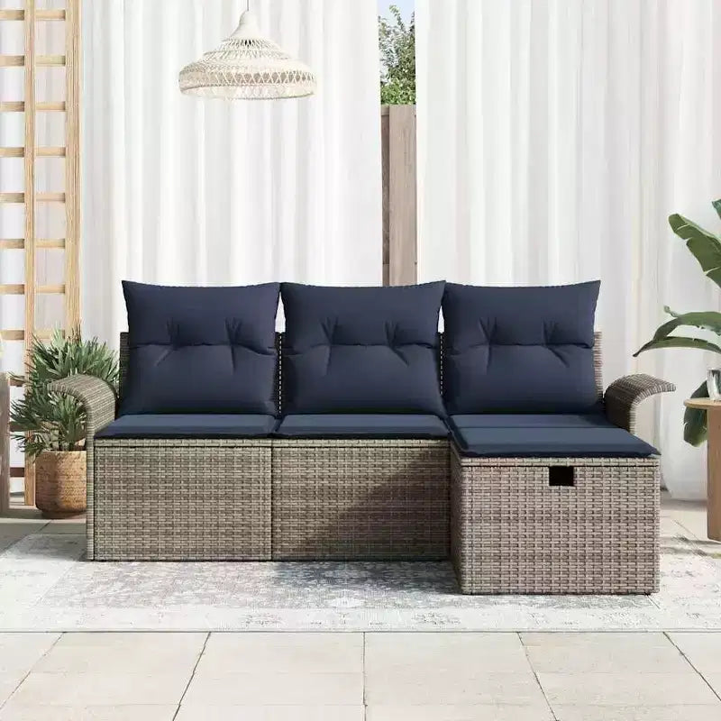 vidaXL Salon de jardin 4 pcs Marron et rouge 196 x 117 x 85 cm