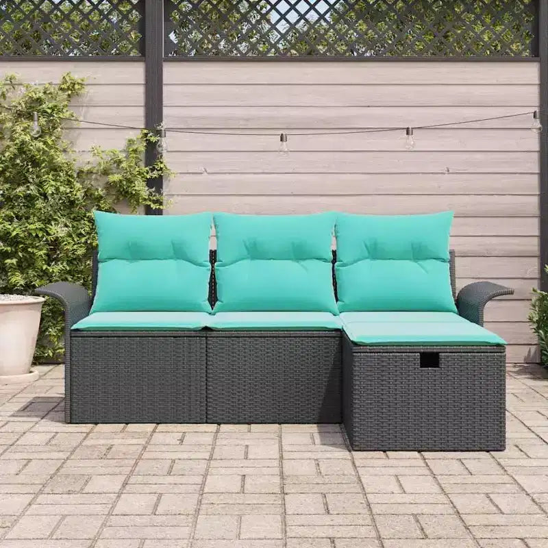 vidaXL Salon de jardin 4 pcs Marron et rouge 196 x 117 x 85 cm