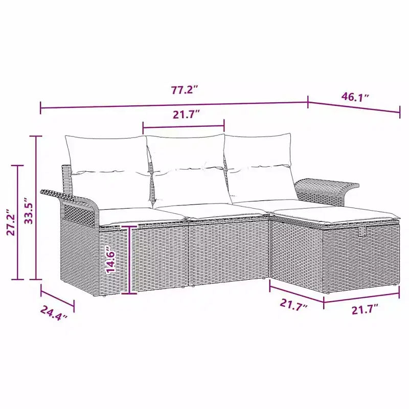 vidaXL Salon de jardin 4 pcs Marron et rouge 196 x 117 x 85 cm