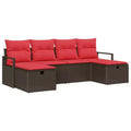 vidaXL Garden Sofa Set 6 pcs Brown and Red 230 x 117 x 85 cm