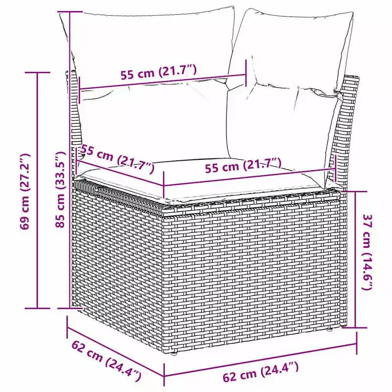 vidaXL Salon de jardin avec coussins 5 pcs Résine tressée marron