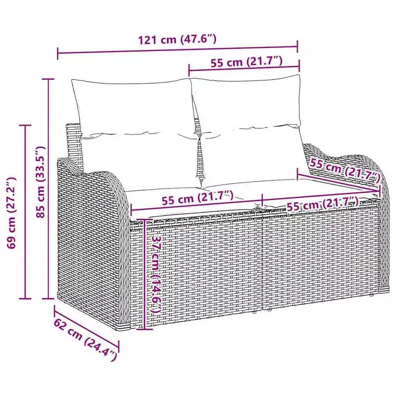 vidaXL Salon de jardin avec coussins 5 pcs Résine tressée marron