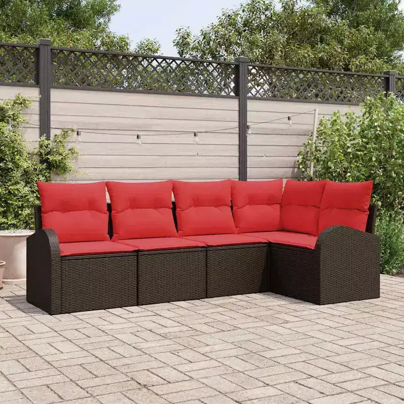 vidaXL Salon de jardin avec coussins 5 pcs Résine tressée marron