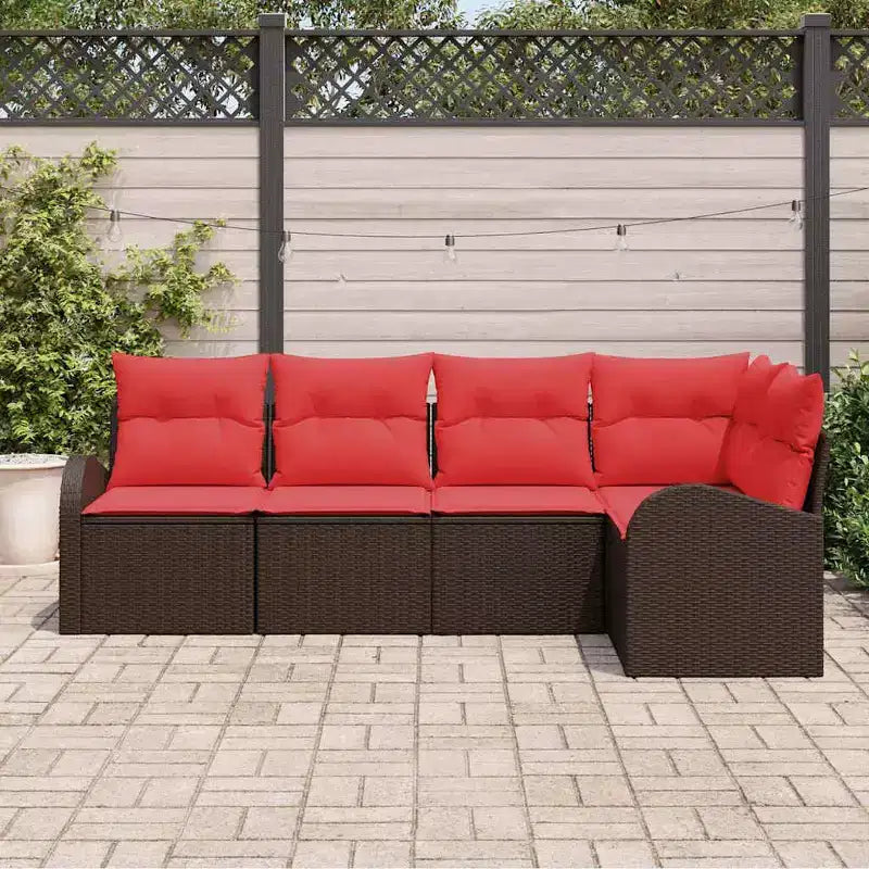 vidaXL Salon de jardin avec coussins 5 pcs Résine tressée marron
