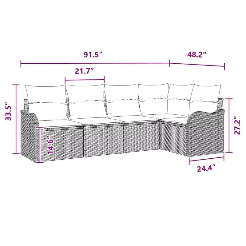 vidaXL Salon de jardin avec coussins 5 pcs Résine tressée marron