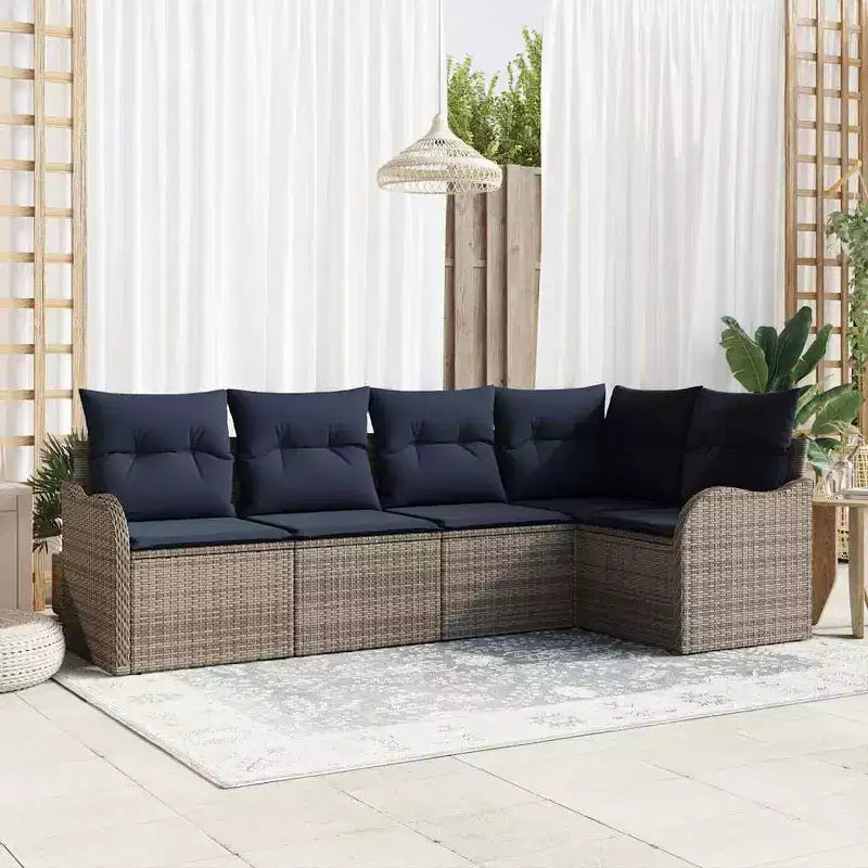 vidaXL Salon de jardin avec coussins 5 pcs Résine tressée marron