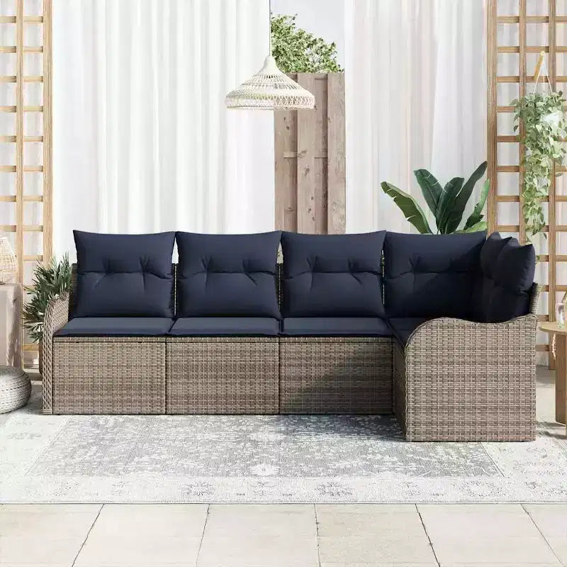 vidaXL Salon de jardin avec coussins 5 pcs Résine tressée marron