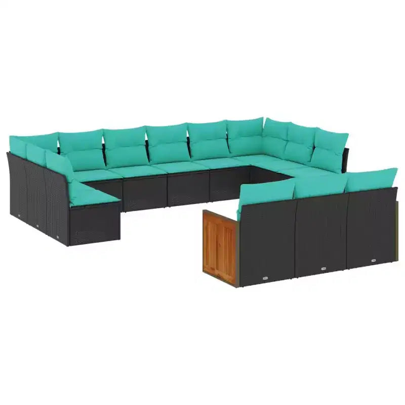 vidaXL Patio Sofa Set Black, Blue