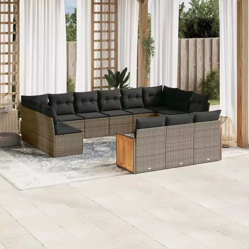 vidaXL Salon de jardin noir et bleu