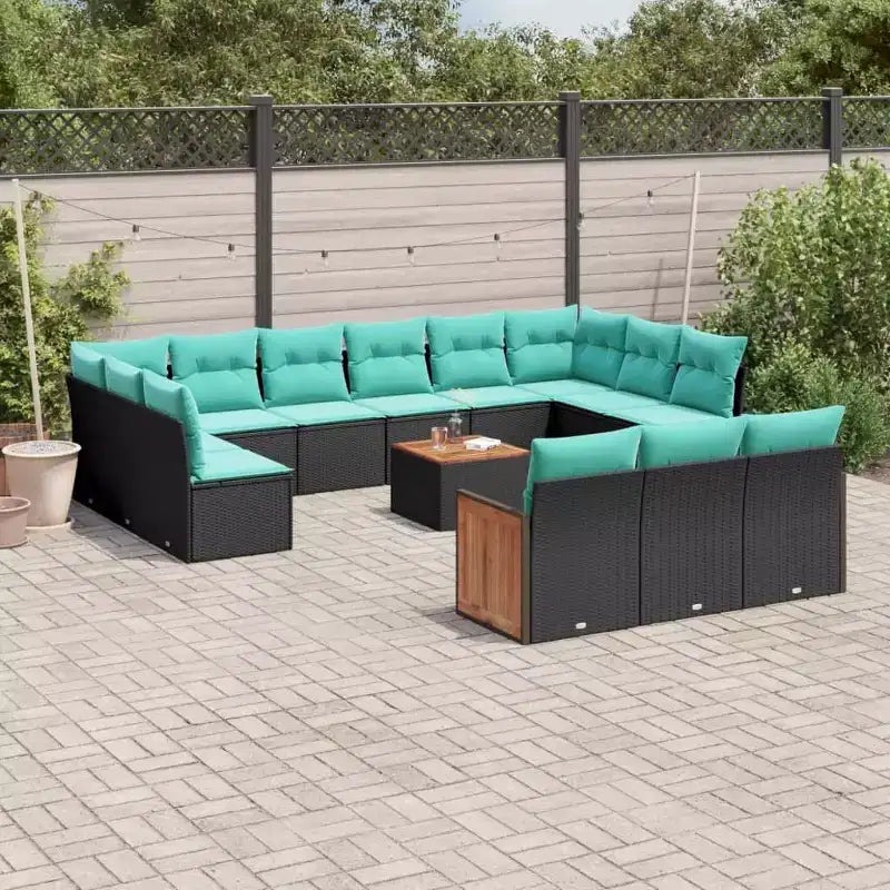 vidaXL Salon de jardin noir et bleu