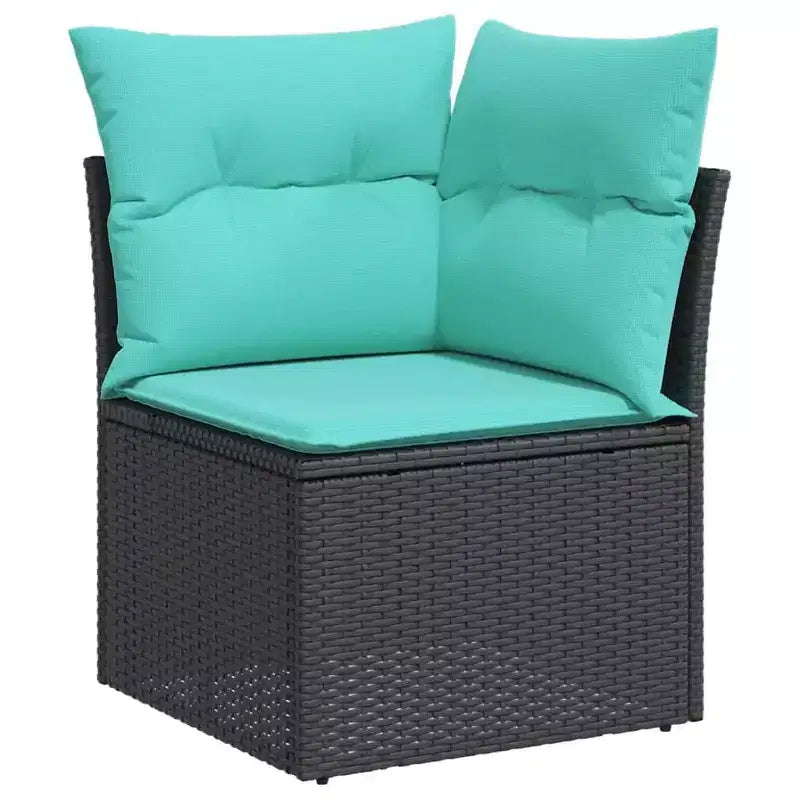 vidaXL Salon de jardin noir et bleu