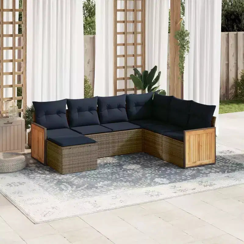 vidaXL Salon de jardin - Bois d'ingénierie, Noir, Gris, Avec table, Sans table