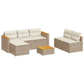 vidaXL Ensemble de canapés de jardin avec coussins, 5 pièces, rotin synthétique, acacia