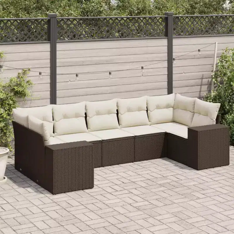 vidaXL Salon de jardin 7 pièces avec coussins, sectionnel d'extérieur en résine tressée, design modulaire, plusieurs coloris