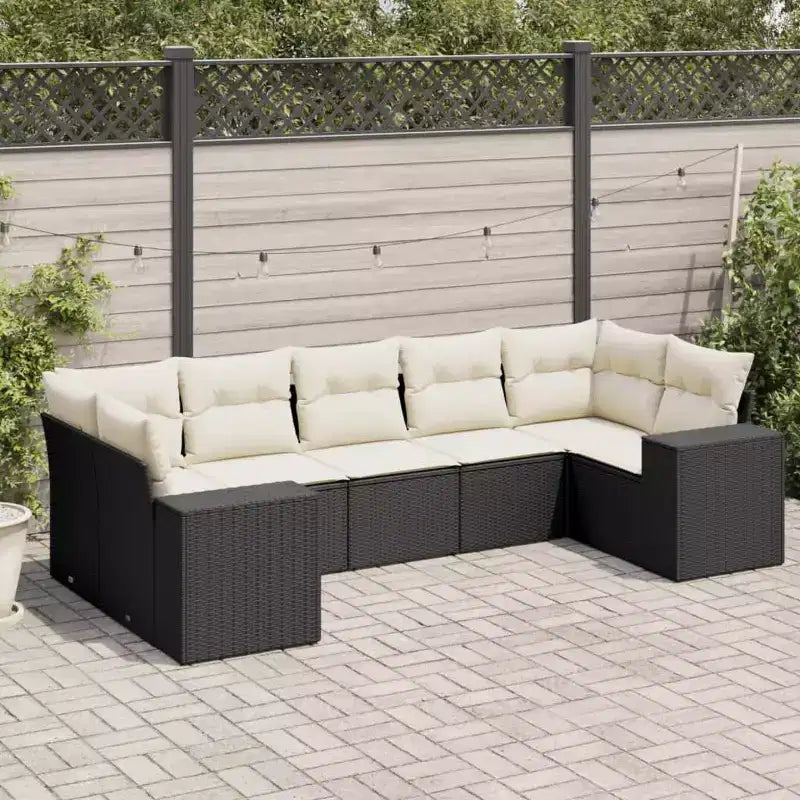 vidaXL Salon de jardin 7 pièces avec coussins, sectionnel d'extérieur en résine tressée, design modulaire, plusieurs coloris