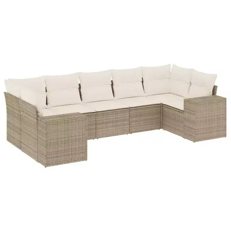 vidaXL Salon de jardin 7 pièces avec coussins, sectionnel d'extérieur en résine tressée, design modulaire, plusieurs coloris