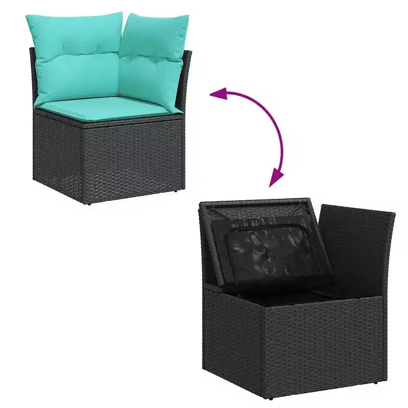 vidaXL Salon de jardin 7 pièces avec coussins, résine tressée gris