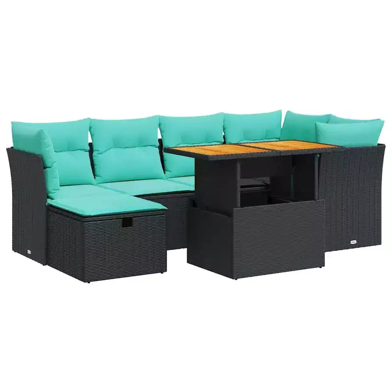 vidaXL Salon de jardin 7 pièces avec coussins, résine tressée gris