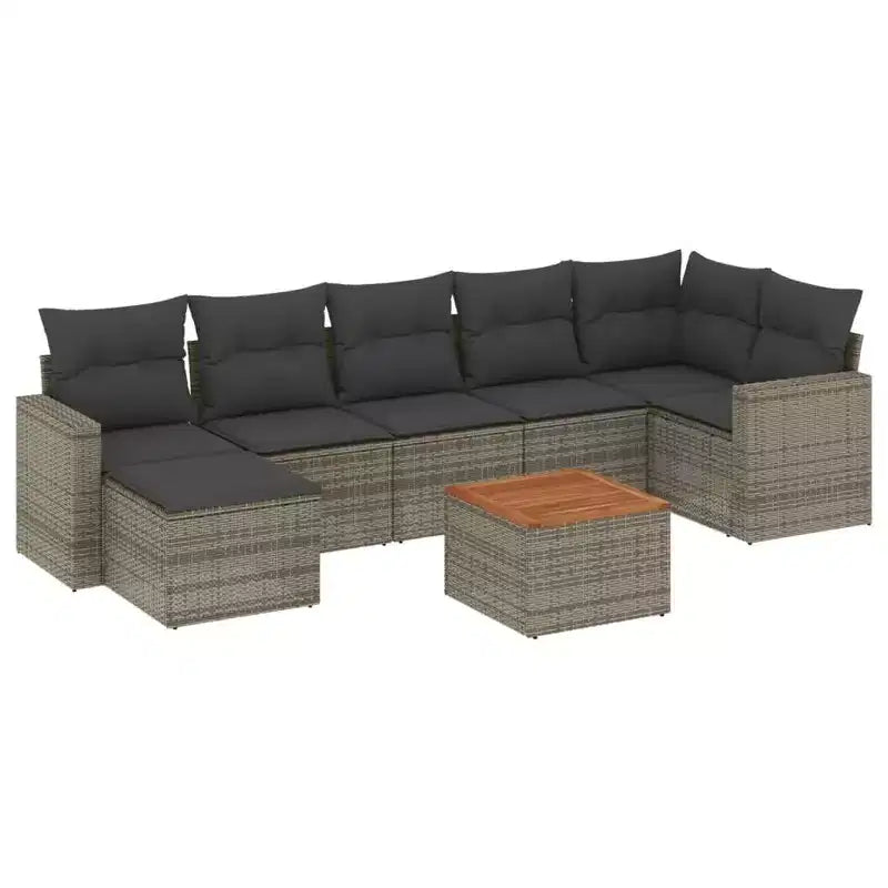vidaXL 8 Piece Patio Sofa Set with Cushions Beige Poly Rattan
