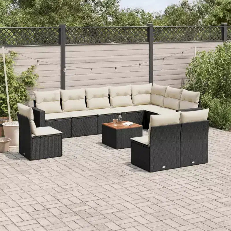 vidaXL Salon de jardin avec coussins 11 pièces en résine tressée
