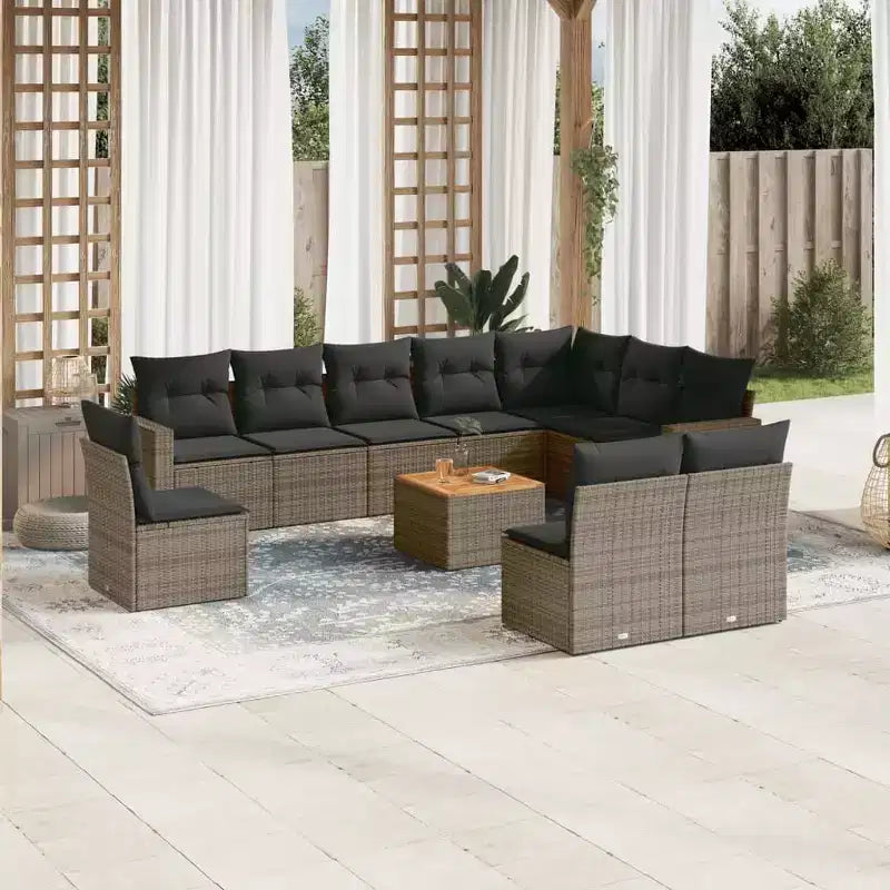vidaXL Salon de jardin avec coussins 11 pièces en résine tressée