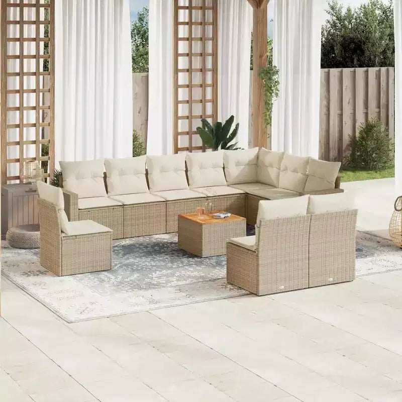 vidaXL Salon de jardin avec coussins 11 pièces en résine tressée