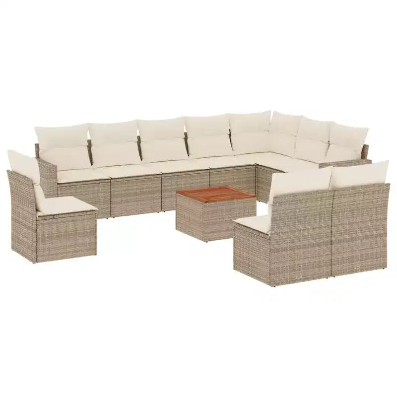 vidaXL Salon de jardin avec coussins 11 pièces en résine tressée