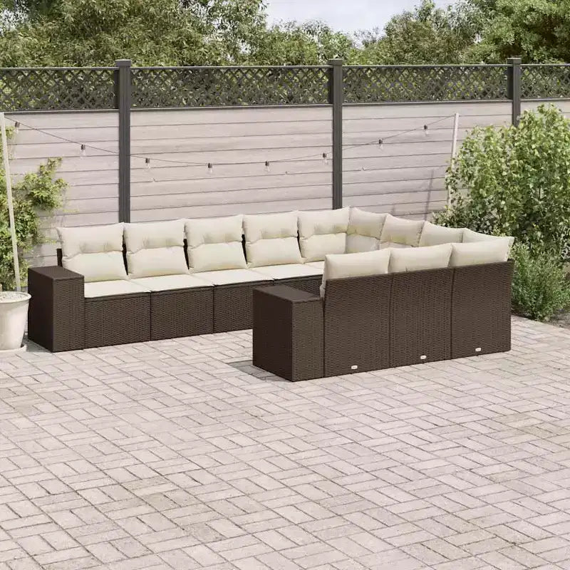 vidaXL Salon de jardin 11 pièces en résine tressée avec coussins