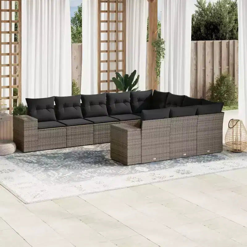 vidaXL Salon de jardin 11 pièces en résine tressée avec coussins